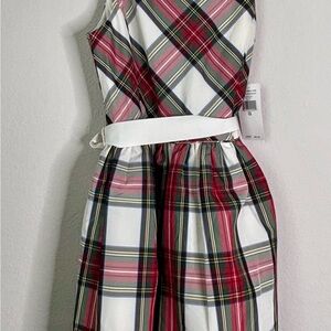 Polo by Ralph Lauren Red and White Formal Pleated Dress